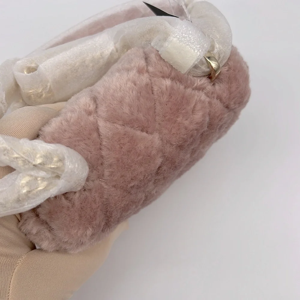 Kate Spade Carey Faux Fur Quilted Micro Flap Crossbody Rose Smoke